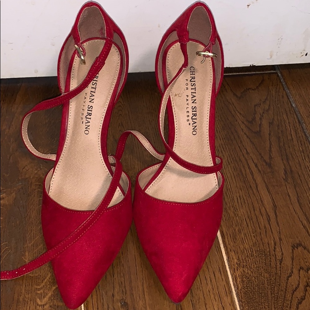 Christian Siriano red straps shoes